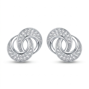 Silver Double Hoop Stud Earrings