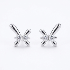 Silver Fancy Cast Twin Cz Stud Earrings