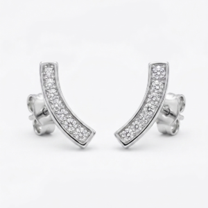 Alternative view of Silver Cz Bar Stud Earrings