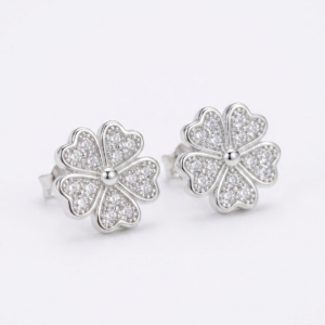 Silver Blooming Flower Stud Earrings