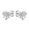Silver Lotus Cz Stud Earrings