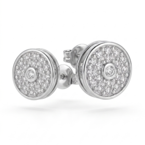 Silver Round Full Cz Stud Earrings