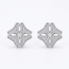 Silver Designer Clover Cz Stud Earrings