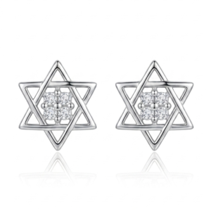 Silver Celestial Star Cz Stud Earrings