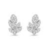Silver Leaf Pattern Stud Earrings
