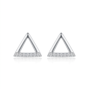 Silver Triangle Cz Stud Earrings