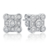 Silver Bold Square Cz Stud Earrings