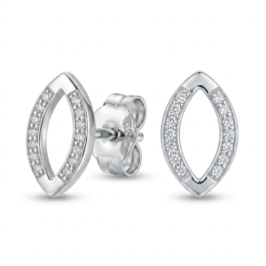 Silver Marquise Pave Stud Earrings