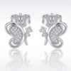 Silver Designer Butterfly String Cz Stud Earrings