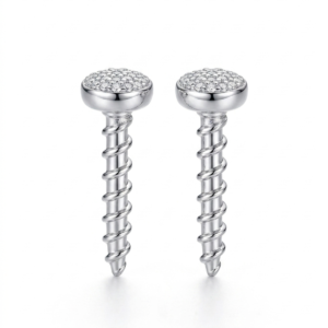 Alternative view of Silver Cz Screw Shaped Stud Earrings