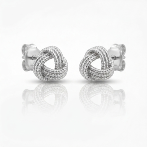Alternative view of Silver Rope Designed Triangular Stud Earrings