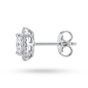 Alternative view of Silver Oval Single Solitaire Cz Stud Earrings