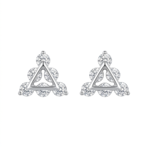 Silver Triangular Solitaire Cz Studded Earrings