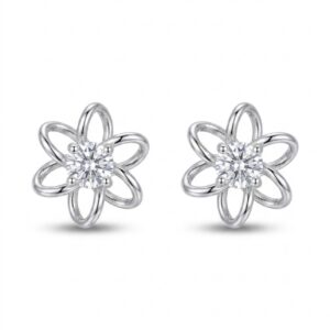 Silver Spiral Single Solitaire Stud Earrings