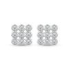 Silver Covered Cz Square Stud Earrings