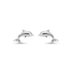 Silver High Finish Dolphin Stud Earrings