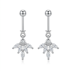 Silver Tiara Marquise Cluster Helix Drop Earrings