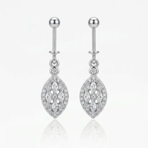 Silver Marquise Pave Helix Drop Cz Earrings