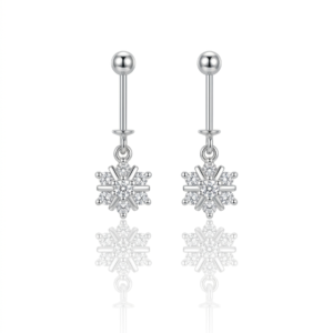 Silver Helix Hexagonal Cz Drop Earrings