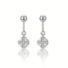 Silver Helix Clover Drop Earrings