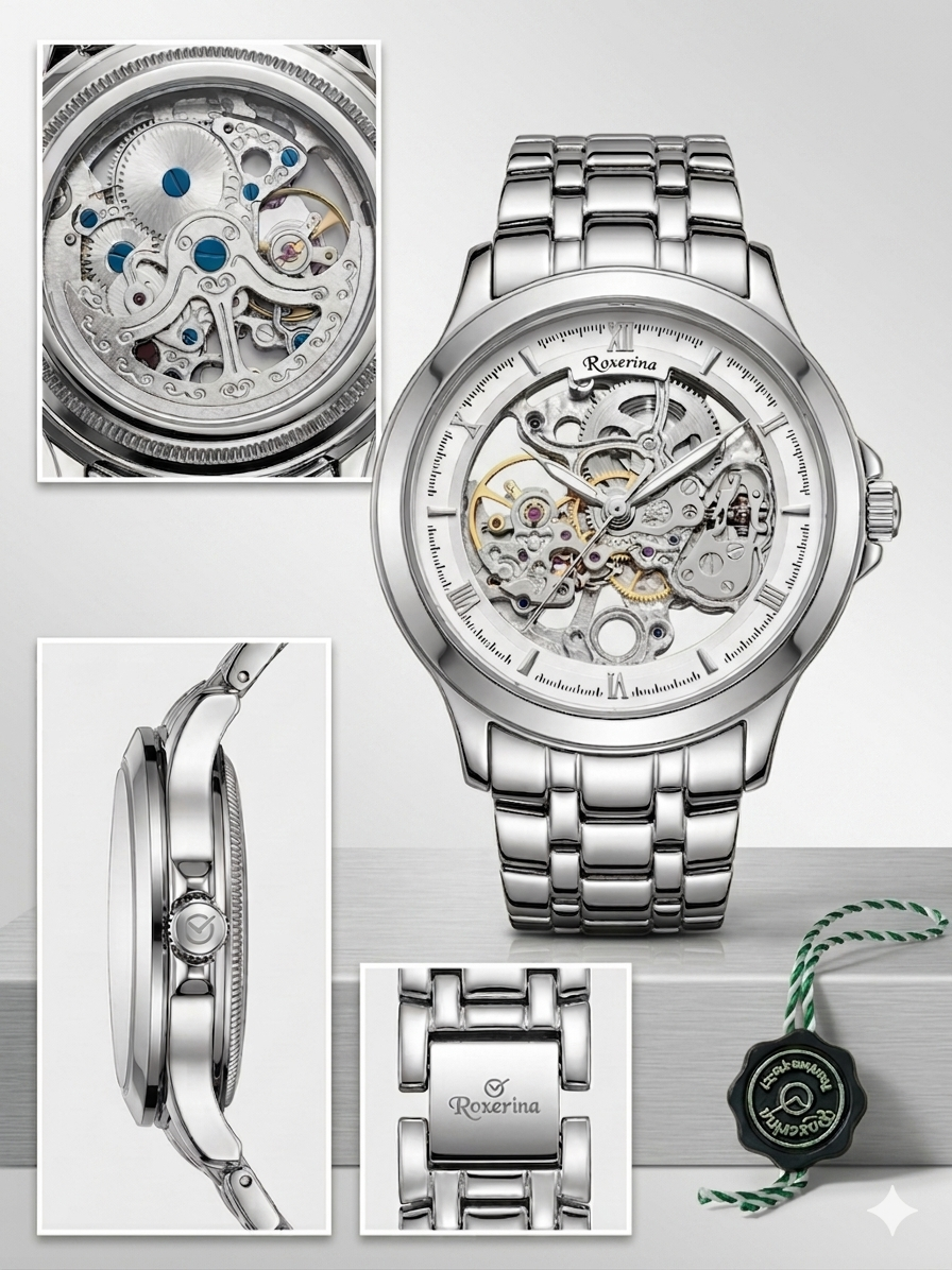 Silver 925 White Dial Automatic Watch For Men