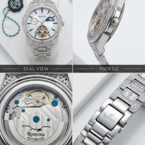 Alternative view of Silver 925 Lunar Brilliance Cz Diamond Automatic Watch For Men