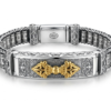 Silver Two-Tone Tibetan Vajra ID Bracelet with Spinning Cylinder Links