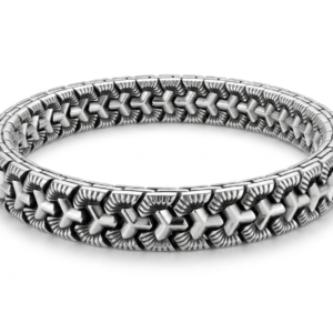 Silver Matrix-Link Oxidized Men's Statement Bracelet
