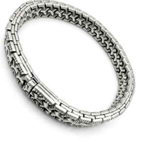 Alternative view of Silver Matrix-Link Oxidized Men's Statement Bracelet