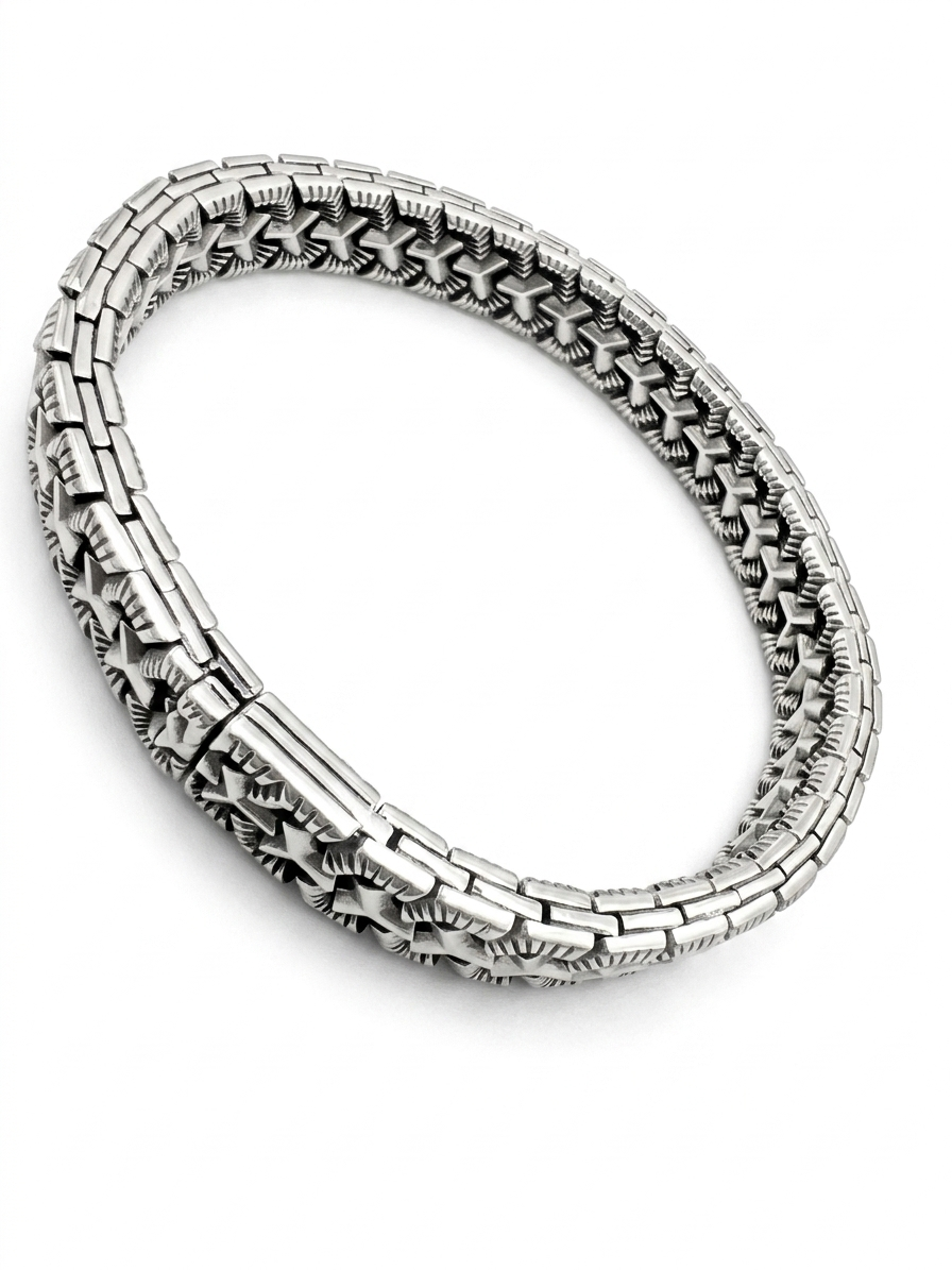 Silver Matrix-Link Oxidized Men's Statement Bracelet - Image 2