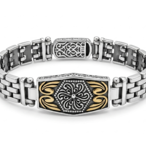 Silver Two-Tone Imperial Medallion Men's Link Bracelet