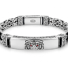 Silver Men’s Byzantine Chain Tiger & Greek Key Bracelet