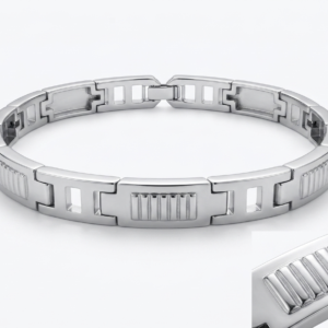 Silver Modernist Fluted Bar H-Link Men's Bracelet