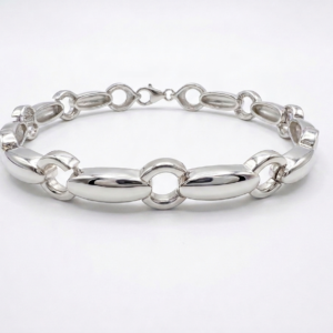 Silver Men's High-Polish Bullet-Link Bracelet