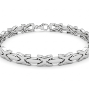 Silver Contemporary Interlocking Capsule Cross Men's Bracelet