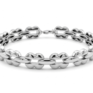 Silver Men’s High-Polish Double-Wave Link Bracelet