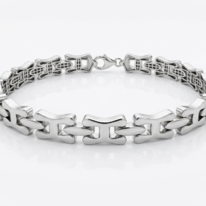 Silver Modernist Interlocking Anchor & H-Link Men's Bracelet