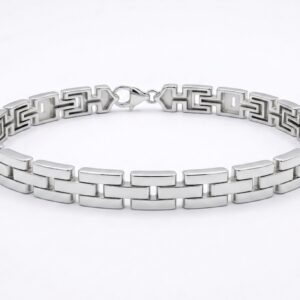 Silver Geometric Interlocking Block Men's Bracelet