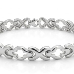 Silver Interlocking Geometric XO Link Bracelet