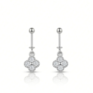 Silver Brilliant Four-Stone Clover Helix Earrings
