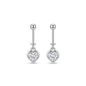 Silver Helix Heart Solitaire Drop Earrings