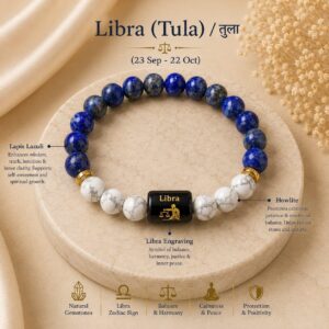 Libra (तुला राशि) Zodiac Lapis Lazuli & Howlite Bracelet