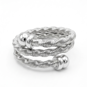 Alternative view of Silver Ribbed Coil – Modern Spiral Wrap Ring