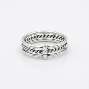 Alternative view of Silver Multi-Cable Interlocking Rope & Smooth Bar Band
