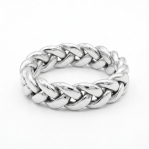 Alternative view of Silver Braided Cuban Link – Woven Chain Eternity Band
