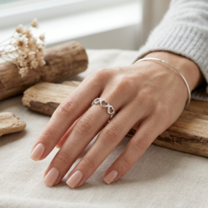 Silver Open Heart – Eternity Cutout Ring