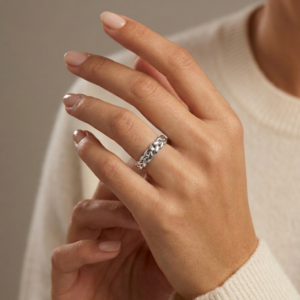 Silver Braided Cuban Link – Woven Chain Eternity Band