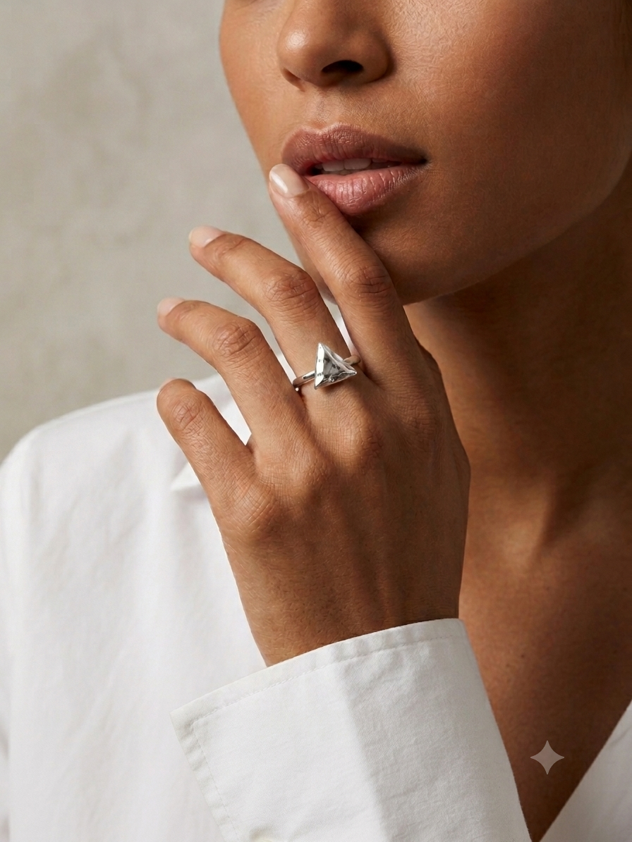 Silveria hammered triangle ring