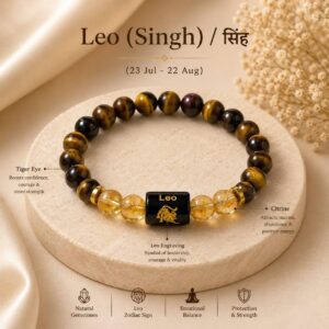 Leo (सिंह राशि) Zodiac Tiger Eye & Citrine Bracelet