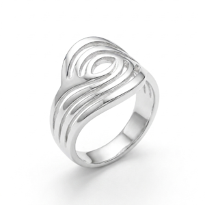 Alternative view of Silver Fluid Wave Openwork Statement Ring